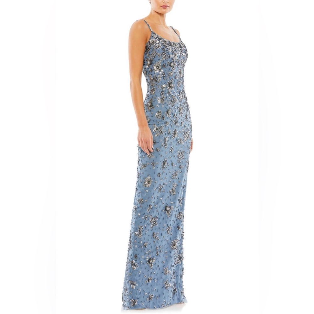 Mac Duggal Floral Beaded Column Gown